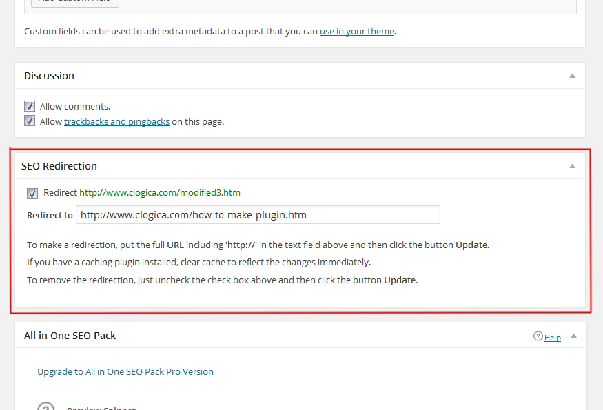 SEO Redirection WP Plugin Screenshot