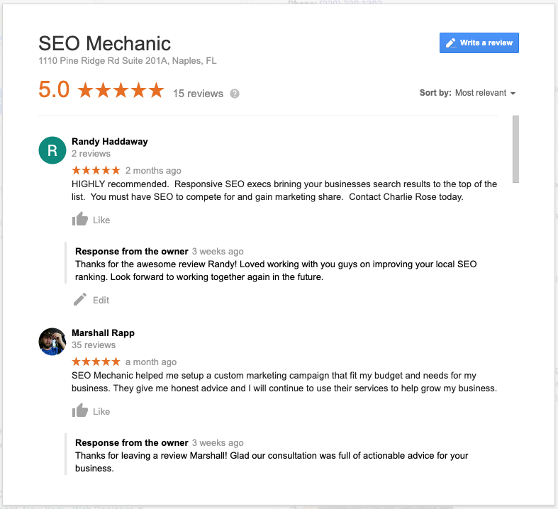 SEO agency Google Reviews
