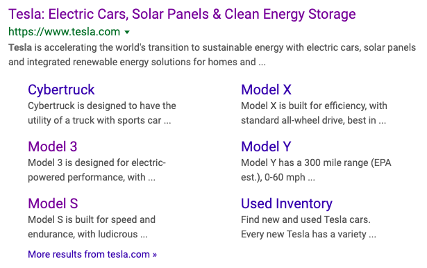 Tesla Meta Description Example